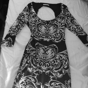 Arden B 3/4 sleeve, drop back party dress